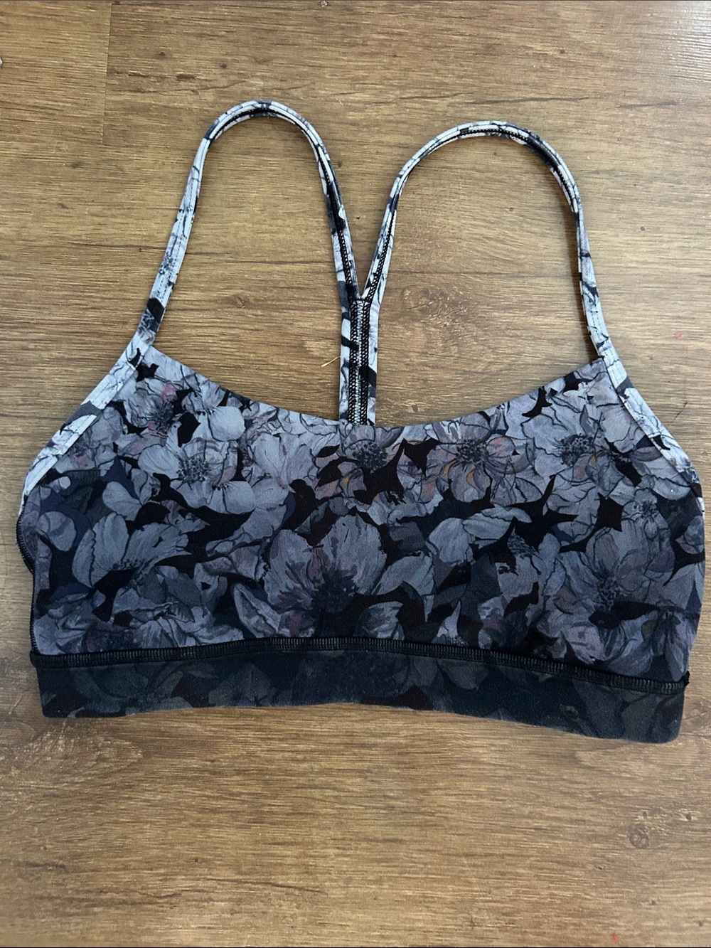 lululemon athletica Floral Sports Bra - Black & Gray